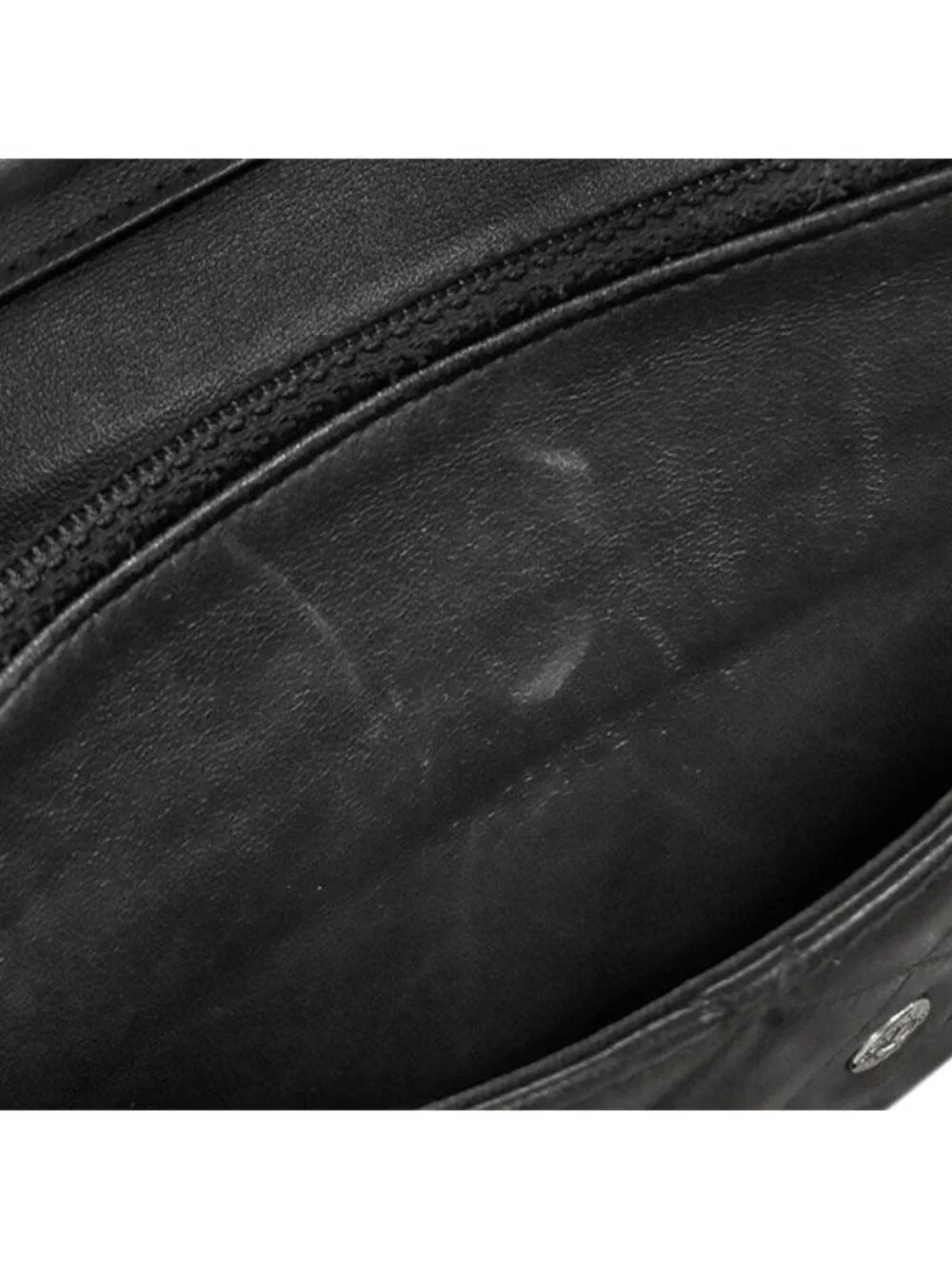 Chanel Chain Wallet Quilted Lambskin Black Silver CC Logo 24 Shoulder
